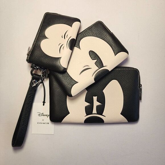 NWT Coach CN042 Disney X Coach Corner Zip Trio With Mickey Mouse Faces B… - Picture 6 of 7